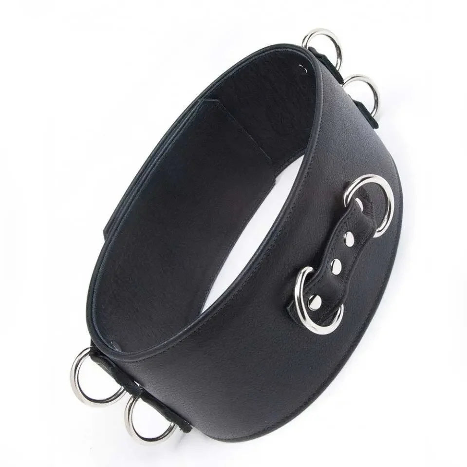 Premium Cowhide Leather Waist Bondage Belt Corset Style with D-Rings for Cuffs & Restraints