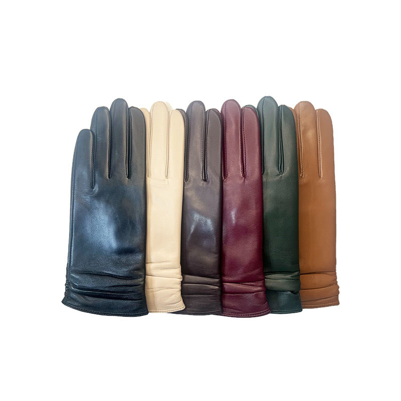 Women's Color Sheepskin Gloves Touch Screen