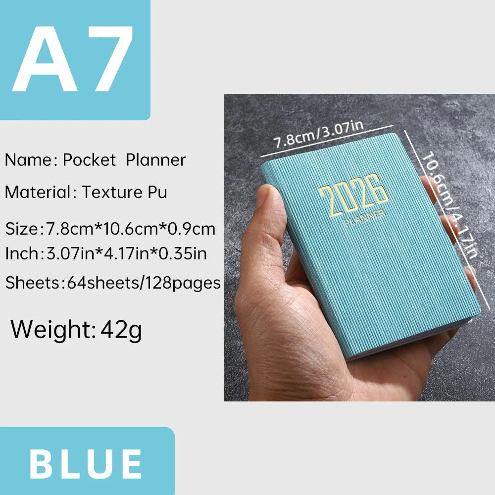 A7 2026 English Planner Book | Mini Pocket Weekly Calendar
