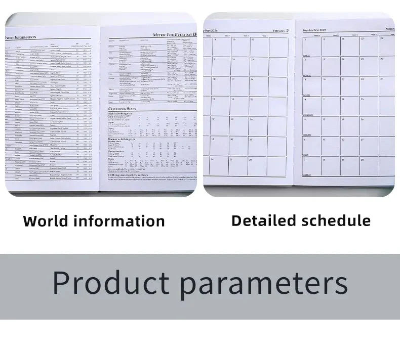 A7 2026 English Planner Book | Mini Pocket Weekly Calendar