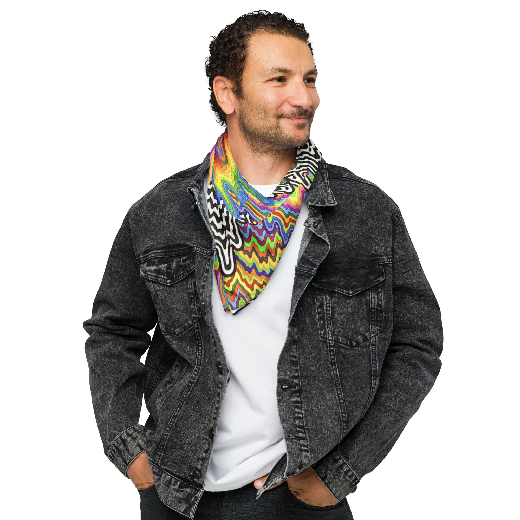 Psychedelic Rave Bandana Reversable Sweat Resistant Face Mask for Music Festivals Men Women