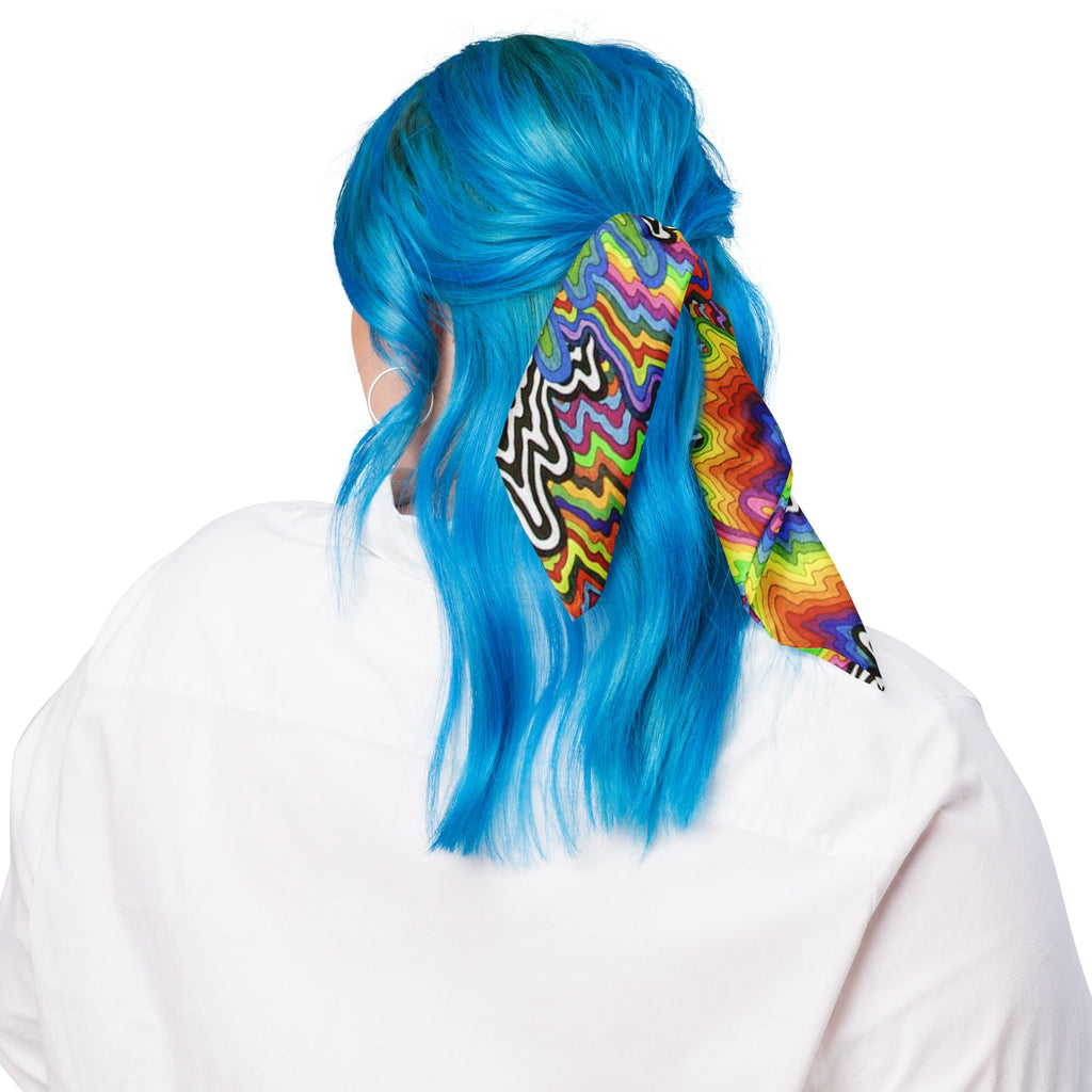 Psychedelic Rave Bandana Reversable Sweat Resistant Face Mask for Music Festivals Men Women