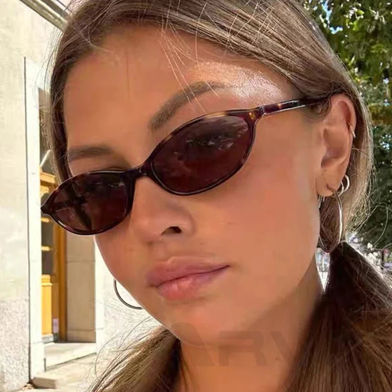 Leopard Brown Oval Sunglasses – Retro UV protection Small Frame Eyewear
