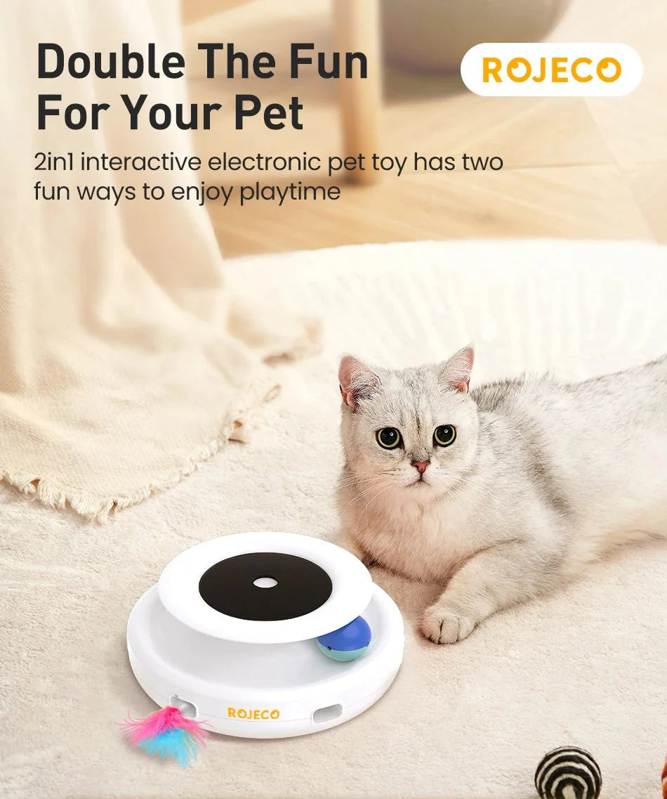 2-in-1 Smart Cat Toy Set | Automatic Feather Teaser and Fun Ball Interactive Toy