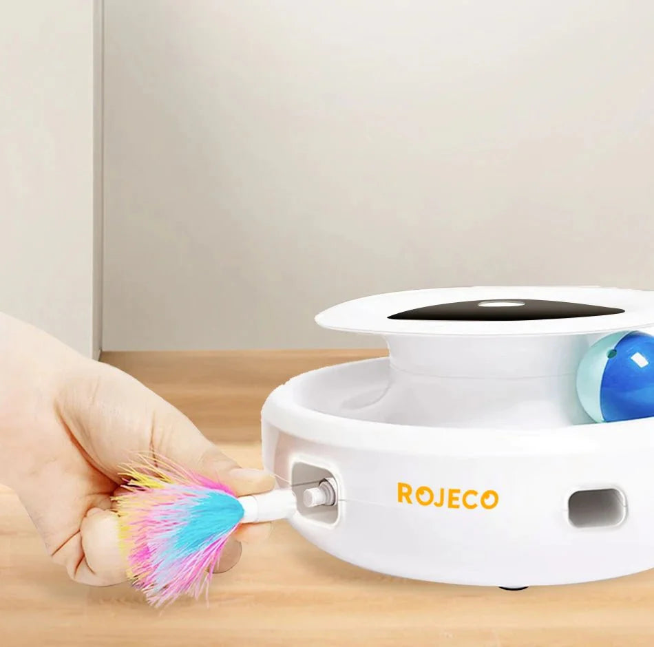 2-in-1 Smart Cat Toy Set | Automatic Feather Teaser and Fun Ball Interactive Toy