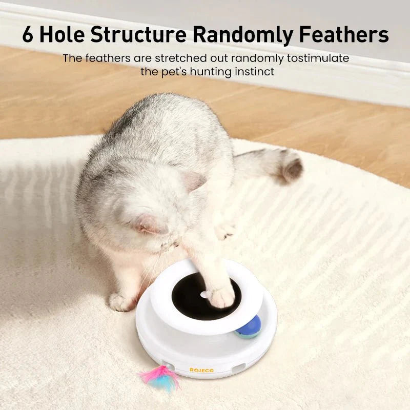 2-in-1 Smart Cat Toy Set | Automatic Feather Teaser and Fun Ball Interactive Toy