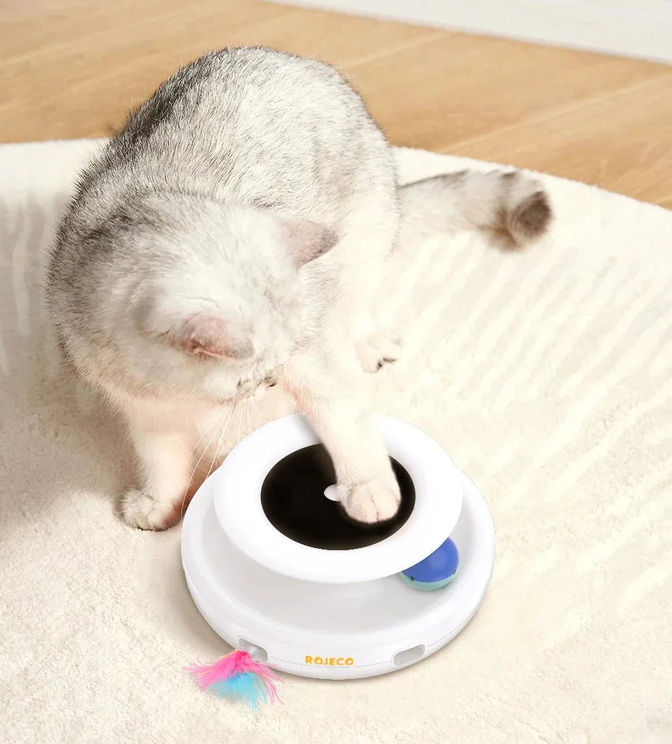 2-in-1 Smart Cat Toy Set | Automatic Feather Teaser and Fun Ball Interactive Toy