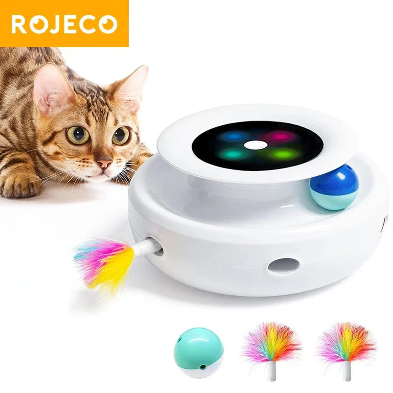 2-in-1 Smart Cat Toy Set | Automatic Feather Teaser and Fun Ball Interactive Toy