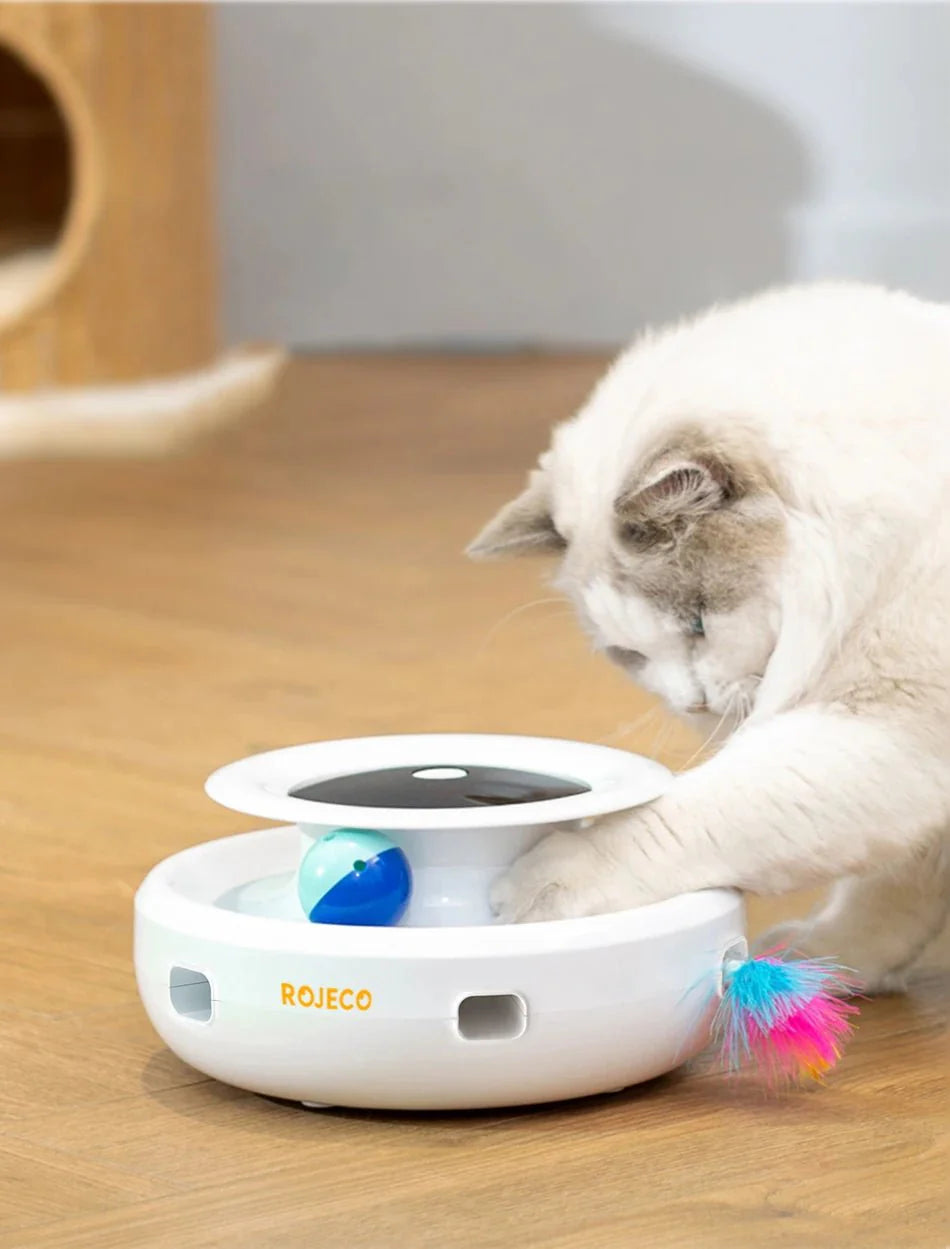 2-in-1 Smart Cat Toy Set | Automatic Feather Teaser and Fun Ball Interactive Toy