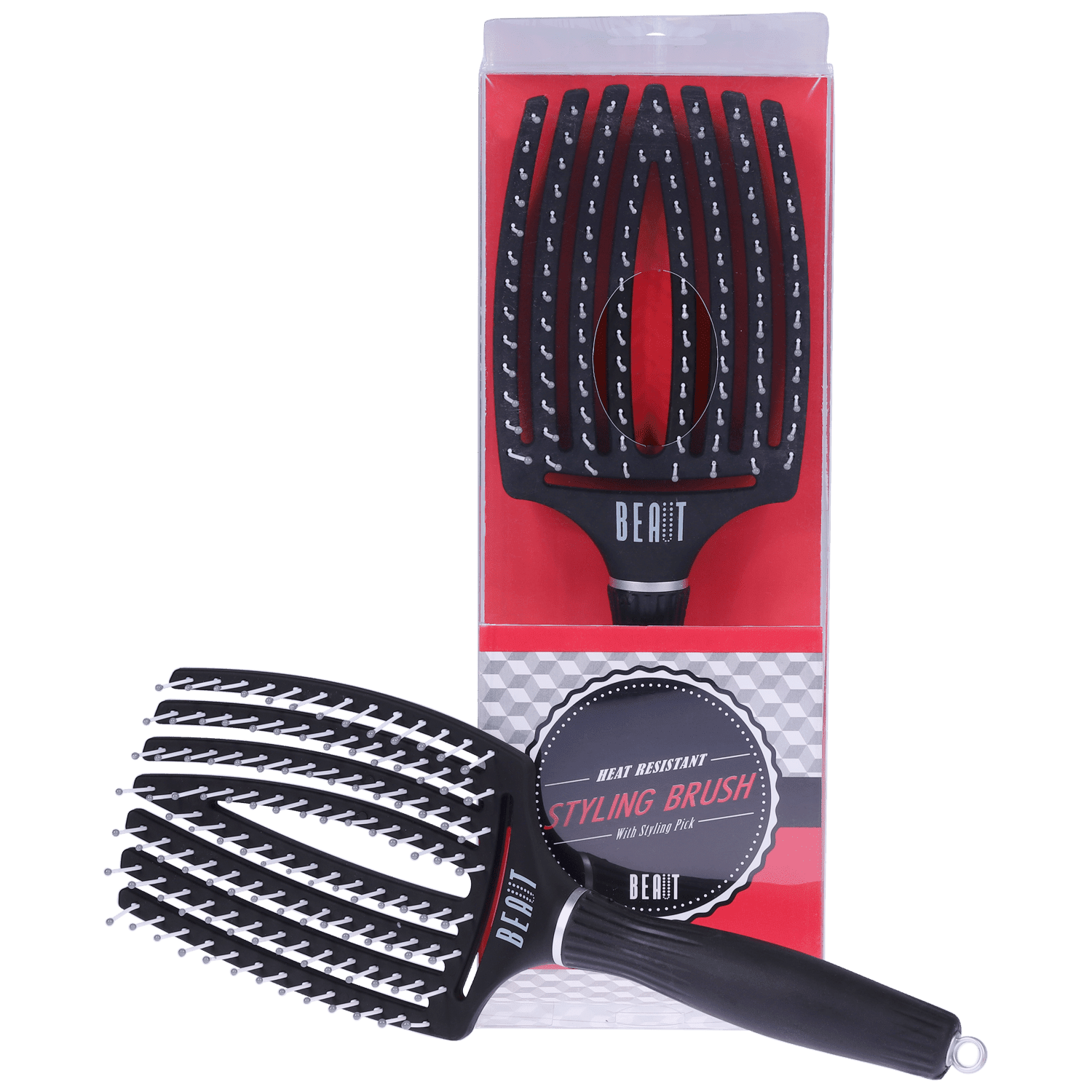 BEAUT Heat Resistant Stylilng Brush w/styling Pick