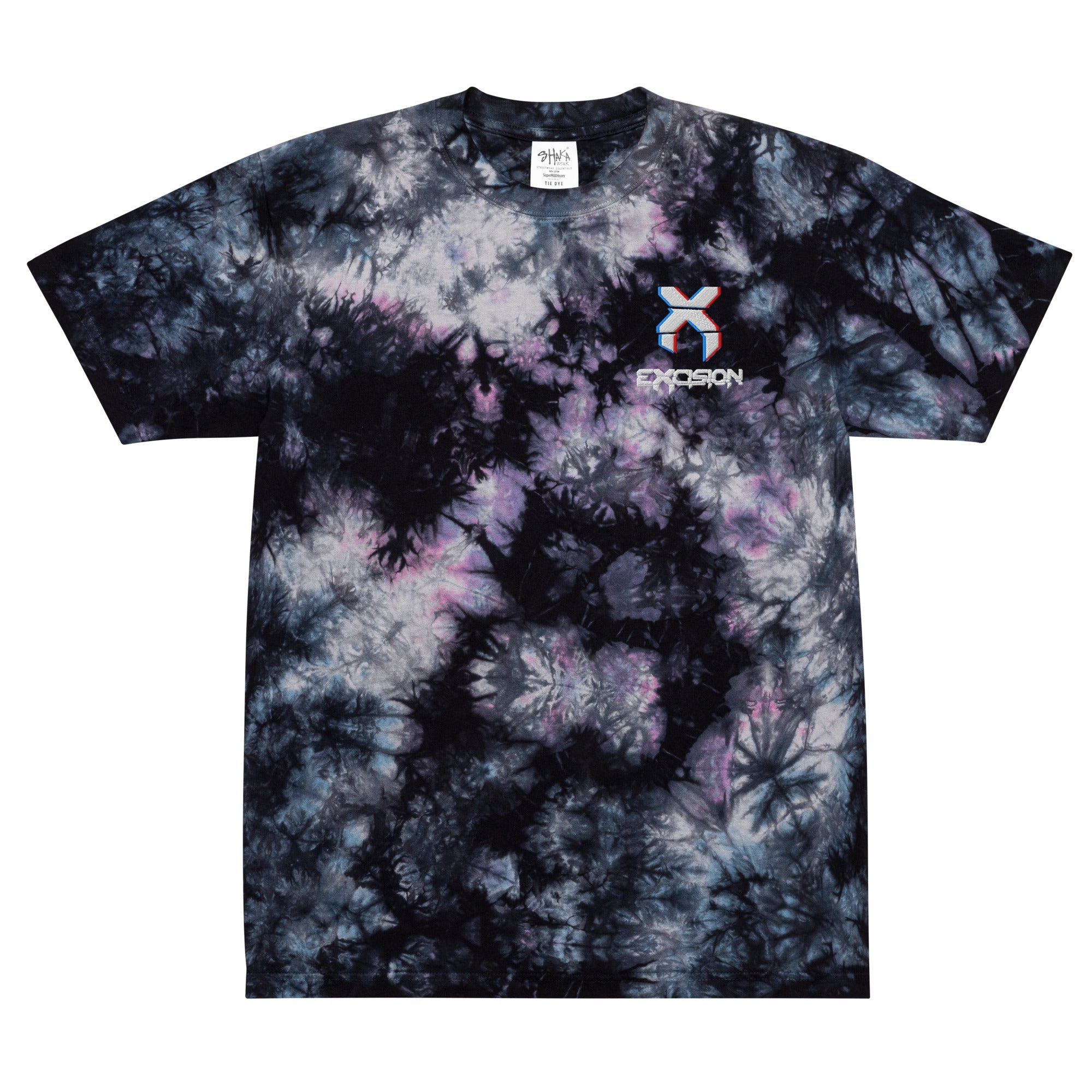 Excision Embroidery Tie Dye Rave T-Shirt for Headbanger Men Women Unisex