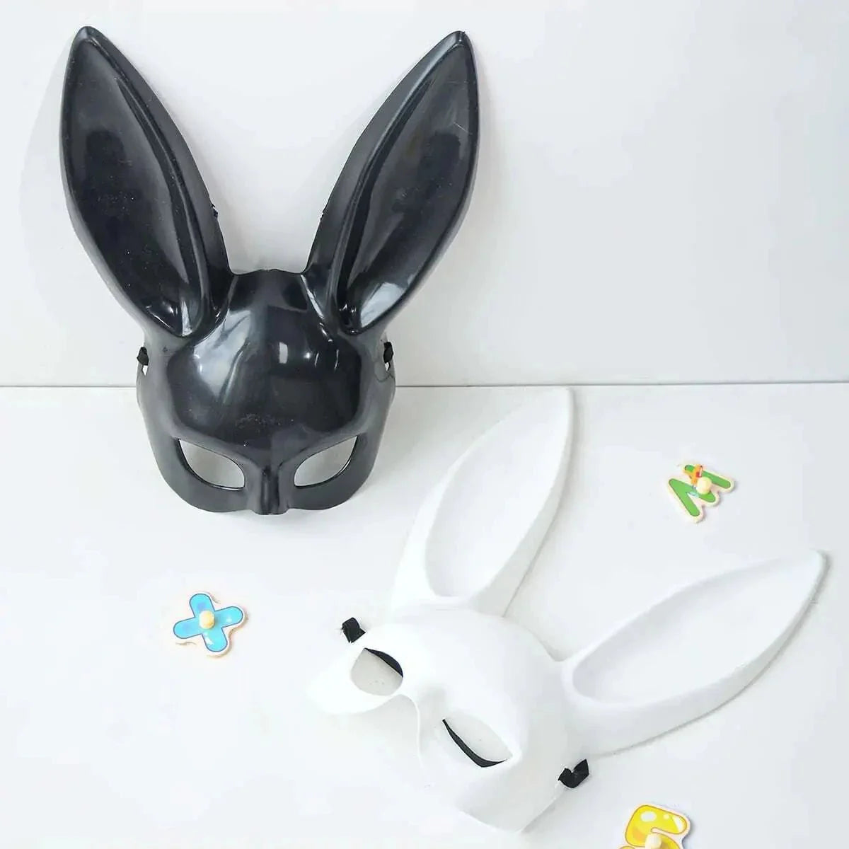 Black and White Rabbit Mask – Long Ears Bunny Cosplay
