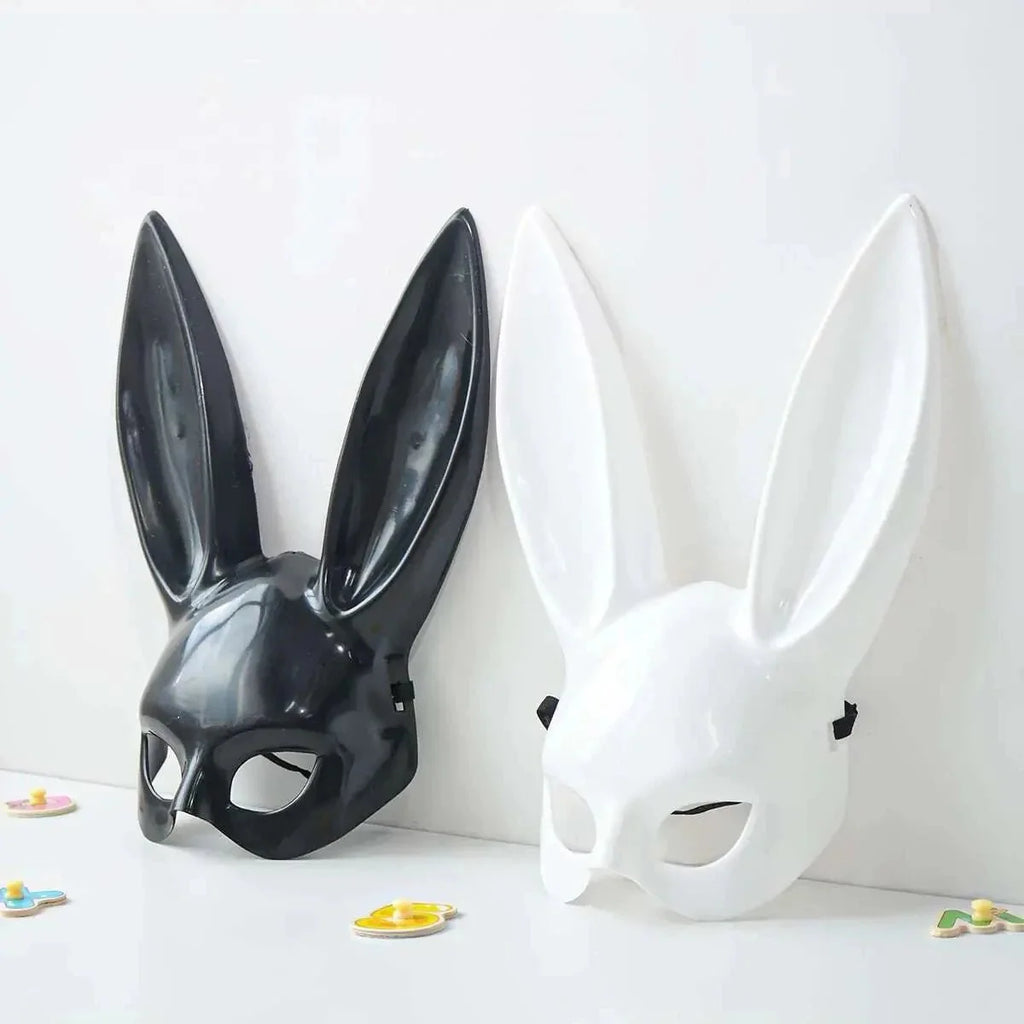 Black and White Rabbit Mask – Long Ears Bunny Cosplay