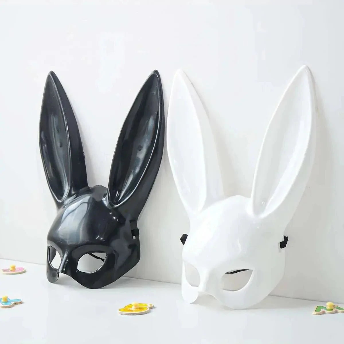 Black and White Rabbit Mask – Long Ears Bunny Cosplay