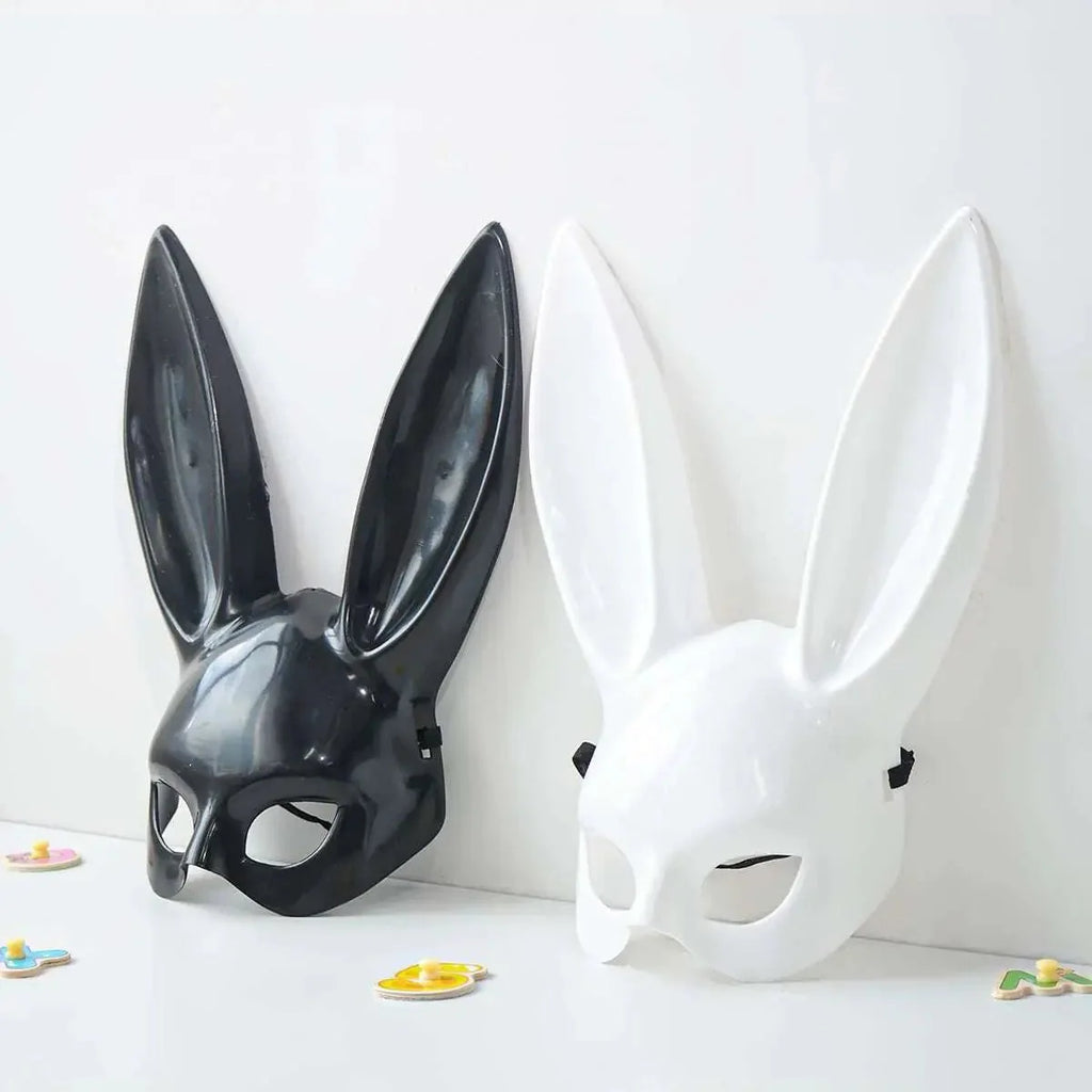 Black and White Rabbit Mask – Long Ears Bunny Cosplay