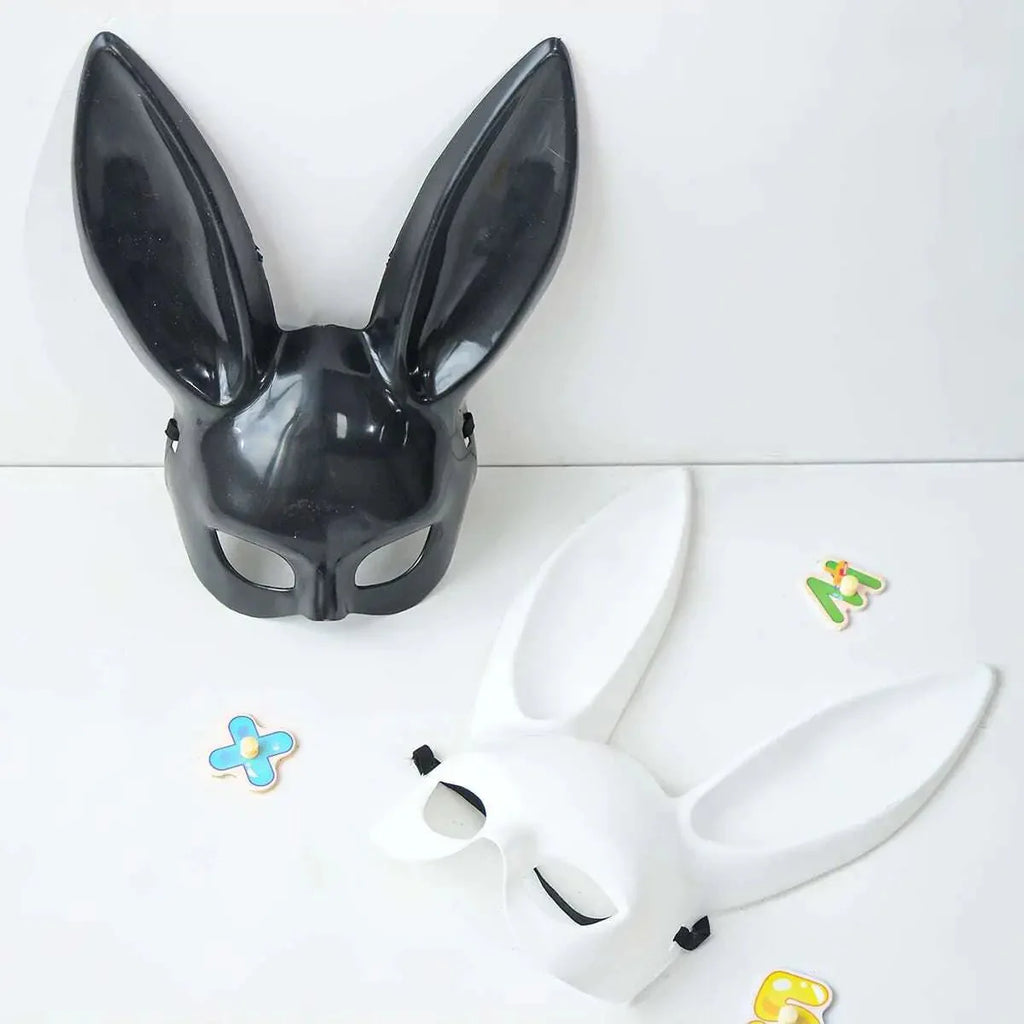 Black and White Rabbit Mask – Long Ears Bunny Cosplay