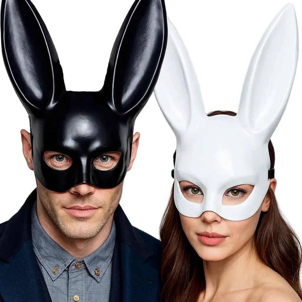 Black and White Rabbit Mask – Long Ears Bunny Cosplay