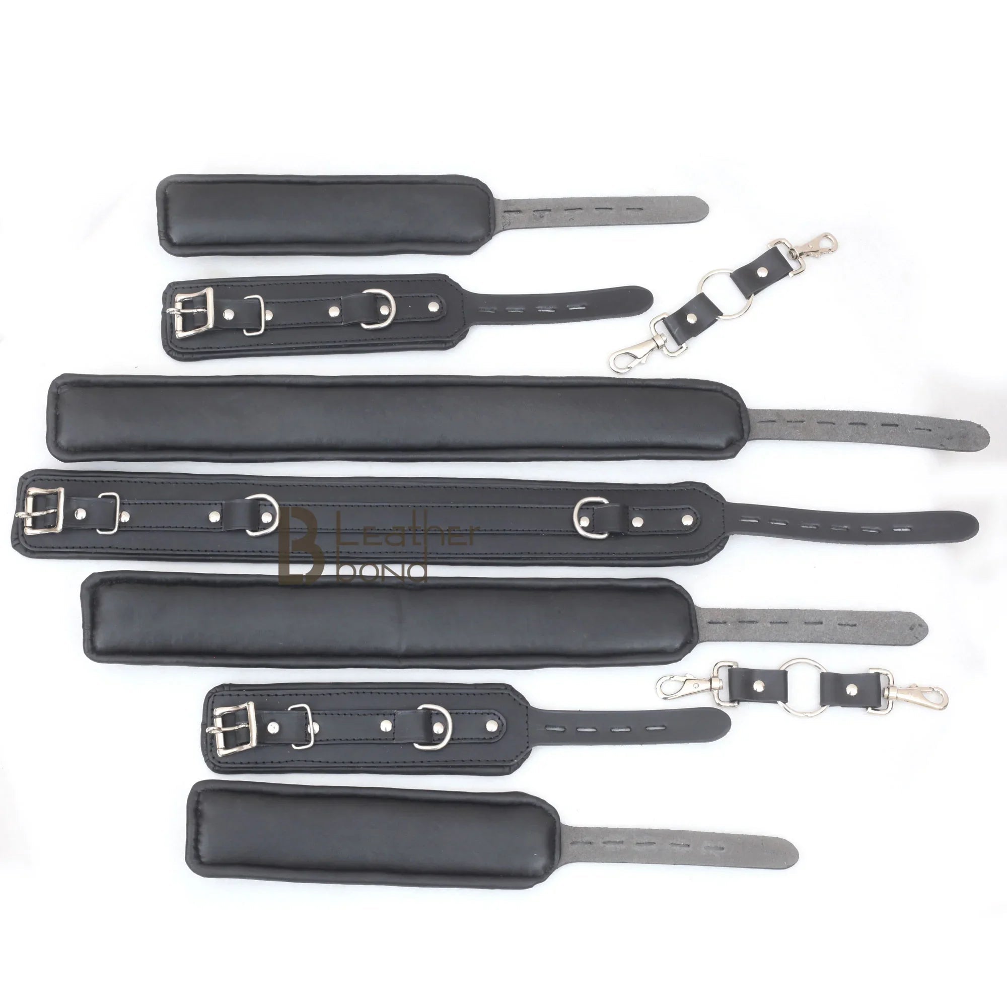 Padded Leather Ankle Cuffs Bondage Kit Unisex Thigh, Wrist & Ankle Restraints | BDSM Gear for Couples