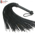 Real Genuine Cow Hide Leather Lace Flogger-100 Falls Black Heavy & Stingy Whip