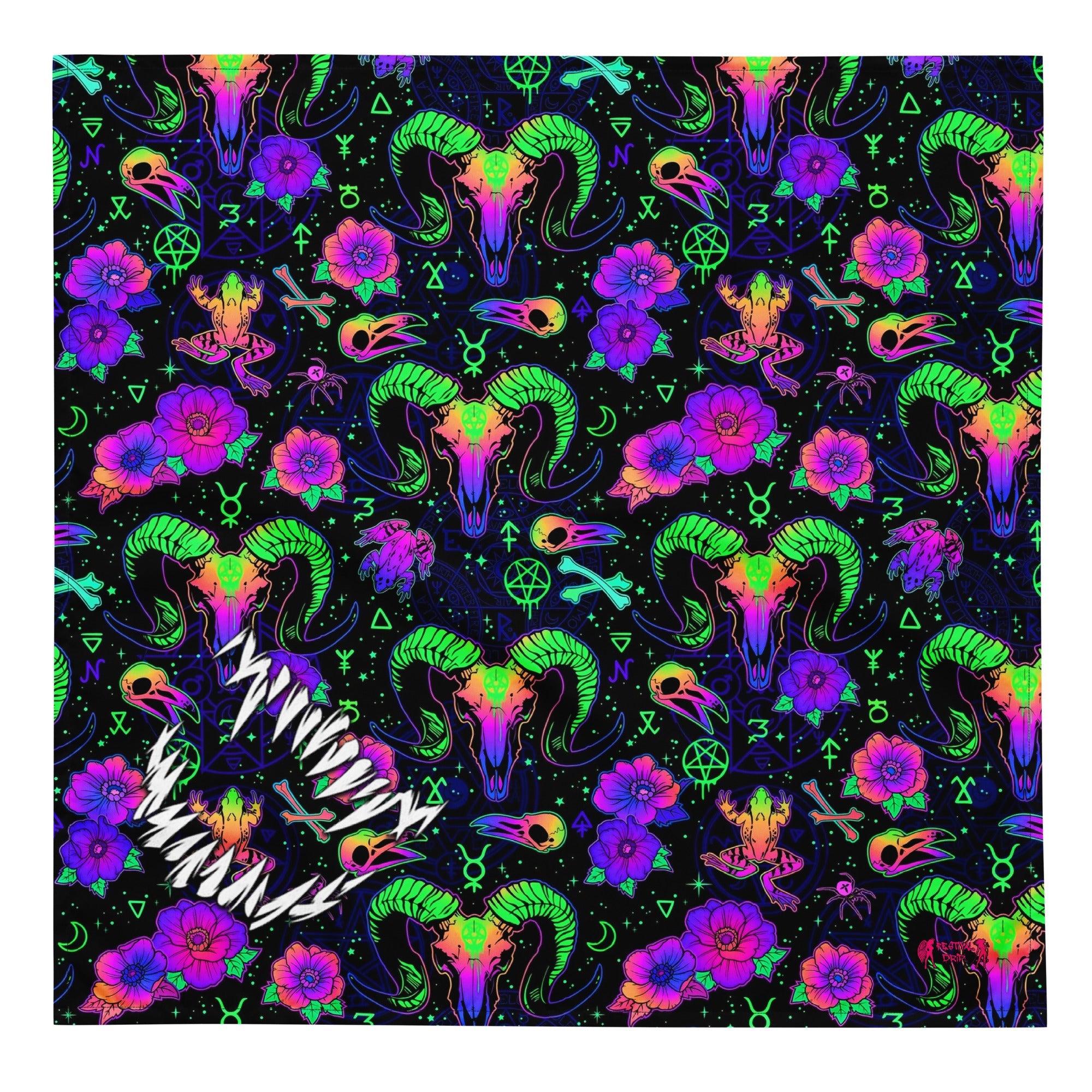 Psychedelic Fangs Rave Bandana Reversible Dust Face Mask for Music Festivals