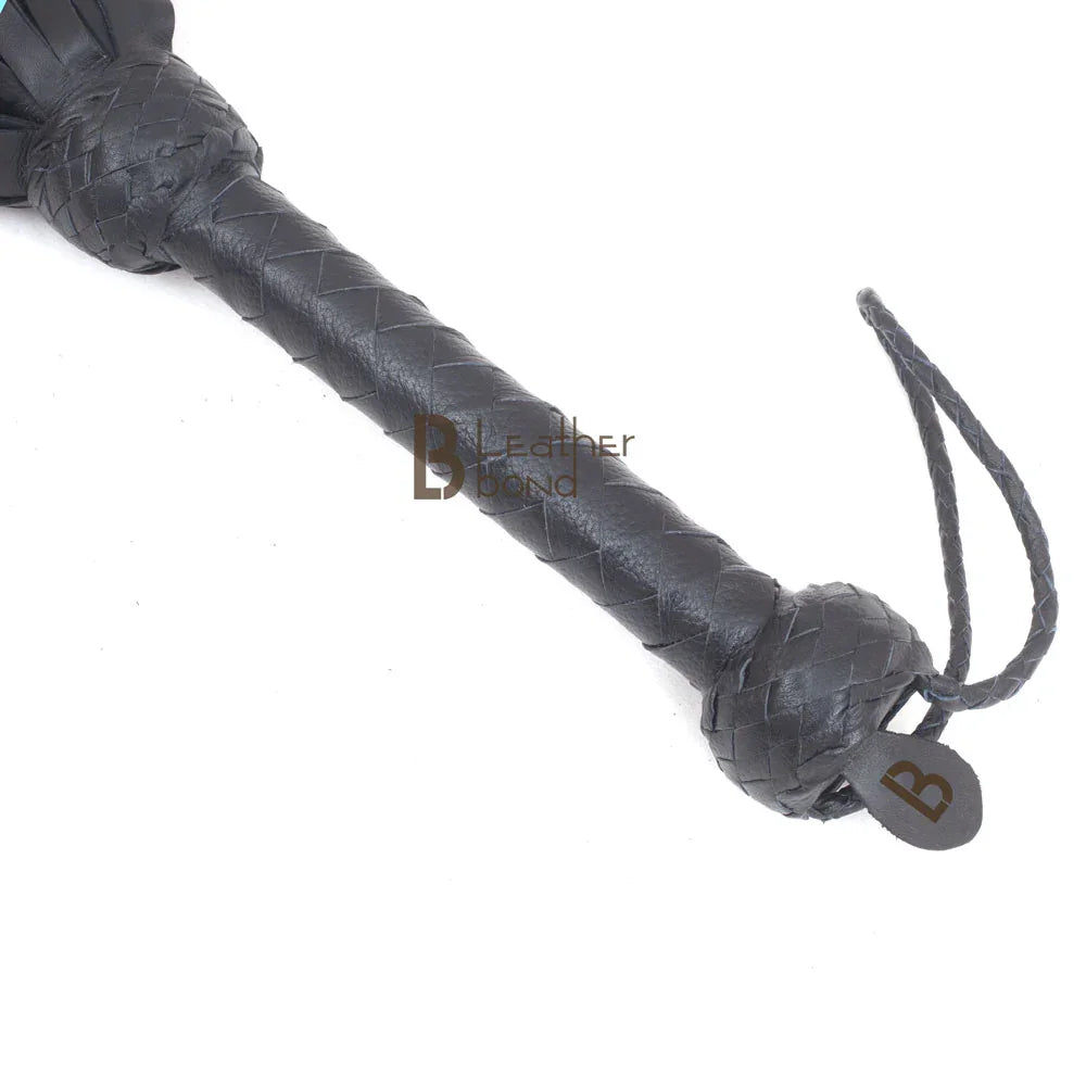 Real Cowhide Leather Flogger 50 Falls Heavy Duty Thuddy Black Whip | Handcrafted BDSM Impact Flogger