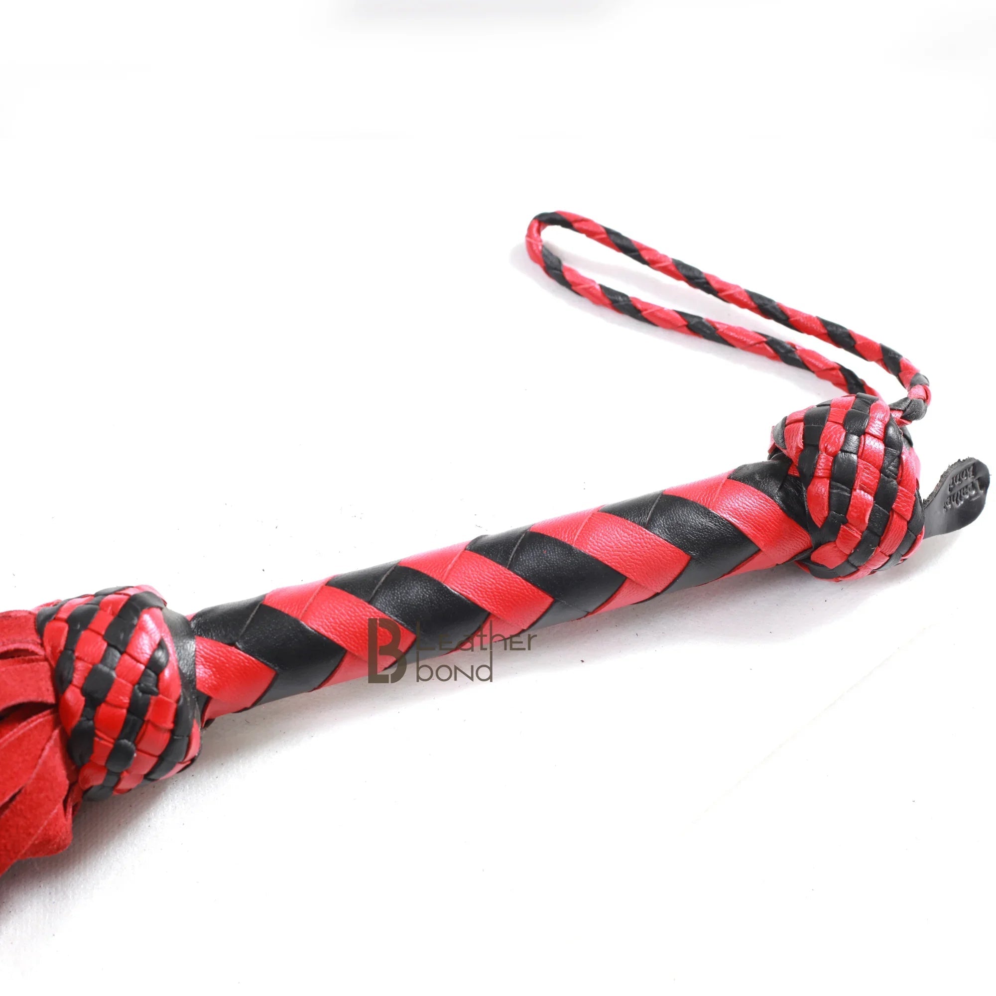 ❤️🖤  50 Falls Real Genuine Cow Hide Suede Leather Flogger Red & Black Heavy Duty Thuddy Whip