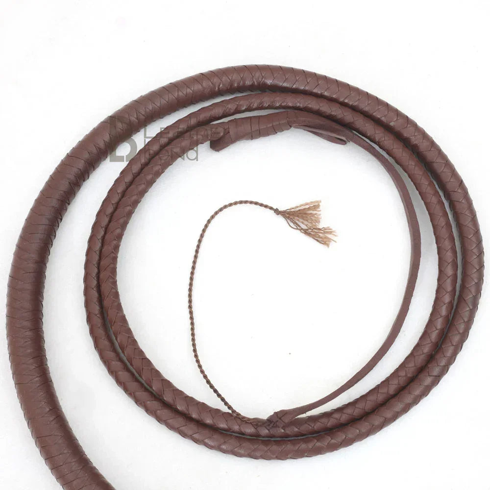 Indiana Jones Style 6ft–12ft Dark Brown Leather Bullwhip – 8 Plait Rope Core, Handmade Cowhide by Leather Bond