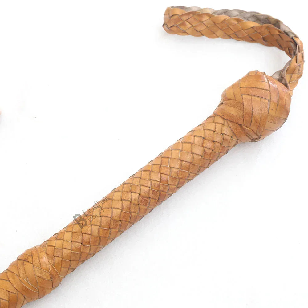 Bull Whip 6, 8, 10, 12, 14 & 16 Feet long 16 Strands Kangaroo Hide Bullwhip Tan Leather for whip cracking