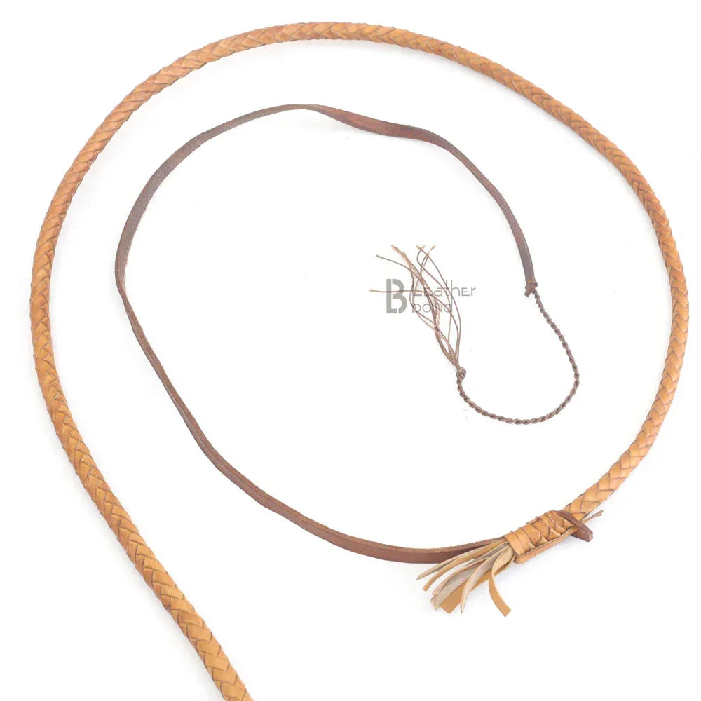 Bull Whip 6, 8, 10, 12, 14 & 16 Feet long 16 Strands Kangaroo Hide Bullwhip Tan Leather for whip cracking