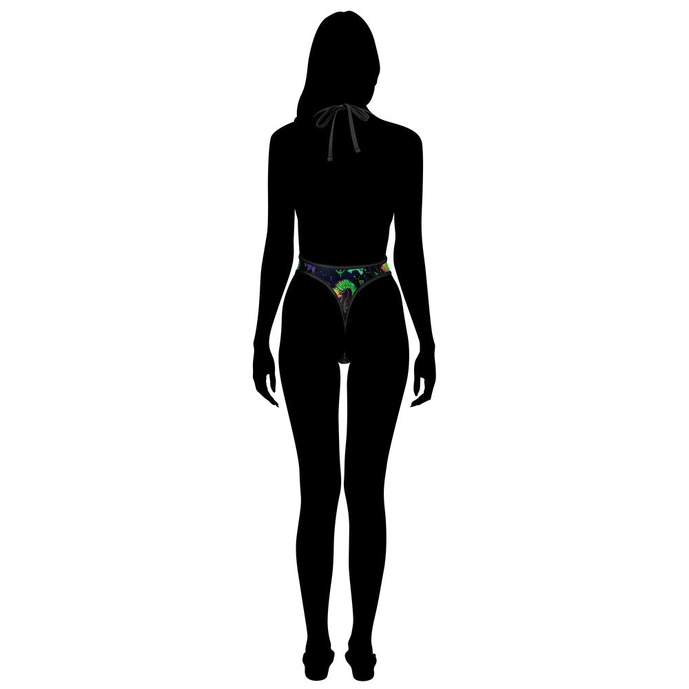 Sexy Swimsuit Women's Extreme One-Piece Mesh Revealing Swimwear Deep V Cleavage Thong Bottom Booty Quick Dry Tie-On Bathing Suit