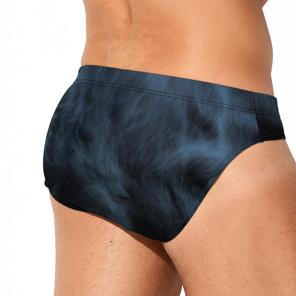 Big Black Wolf Bulge Men's Banana Hammock Comfortable Briefs