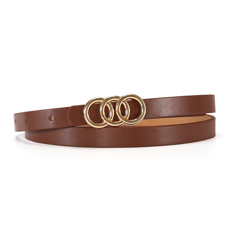Women's Belt White Three-circle Simple All-matching Jeans