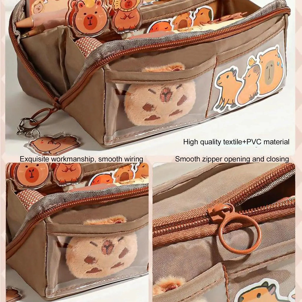 Capybara Multi-Layer Pencil Case | Large Capacity Waterproof Storage Pouch