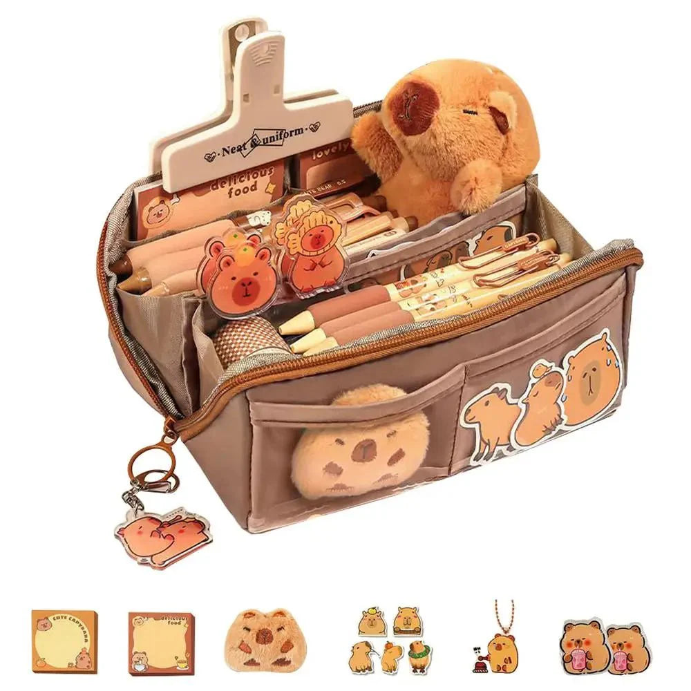 Capybara Multi-Layer Pencil Case | Large Capacity Waterproof Storage Pouch