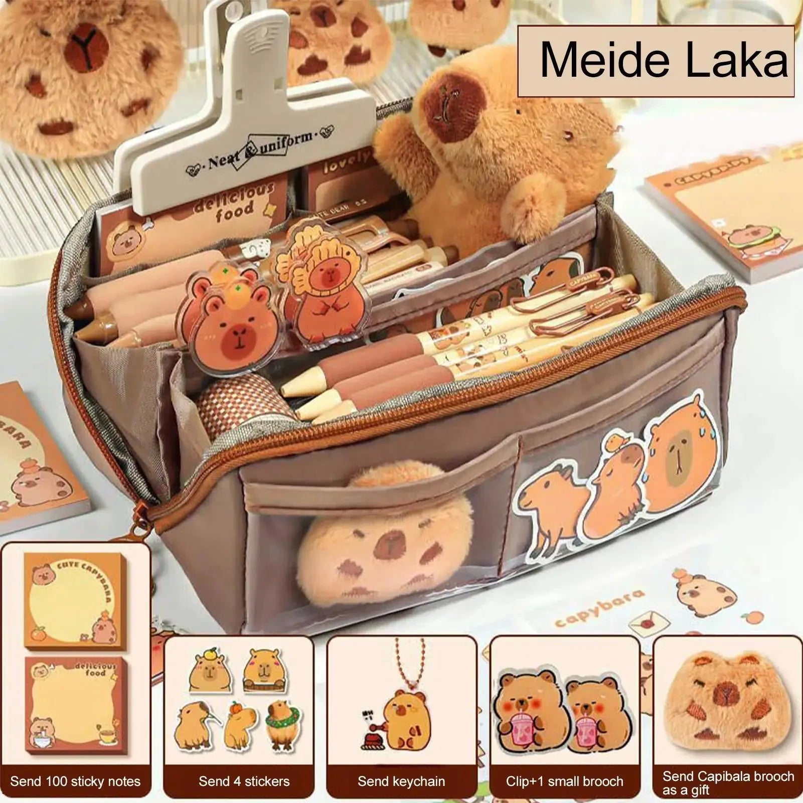 Capybara Multi-Layer Pencil Case | Large Capacity Waterproof Storage Pouch