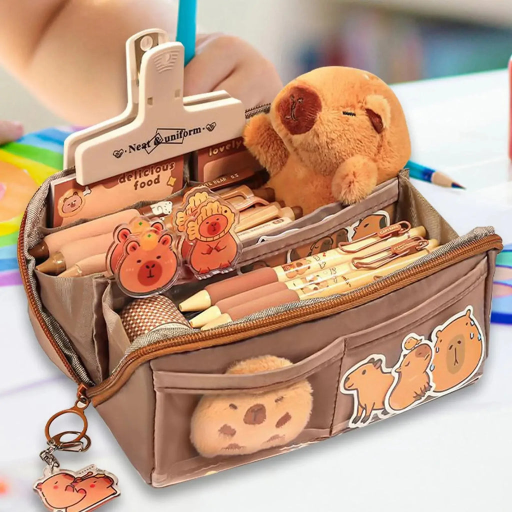 Capybara Multi-Layer Pencil Case | Large Capacity Waterproof Storage Pouch