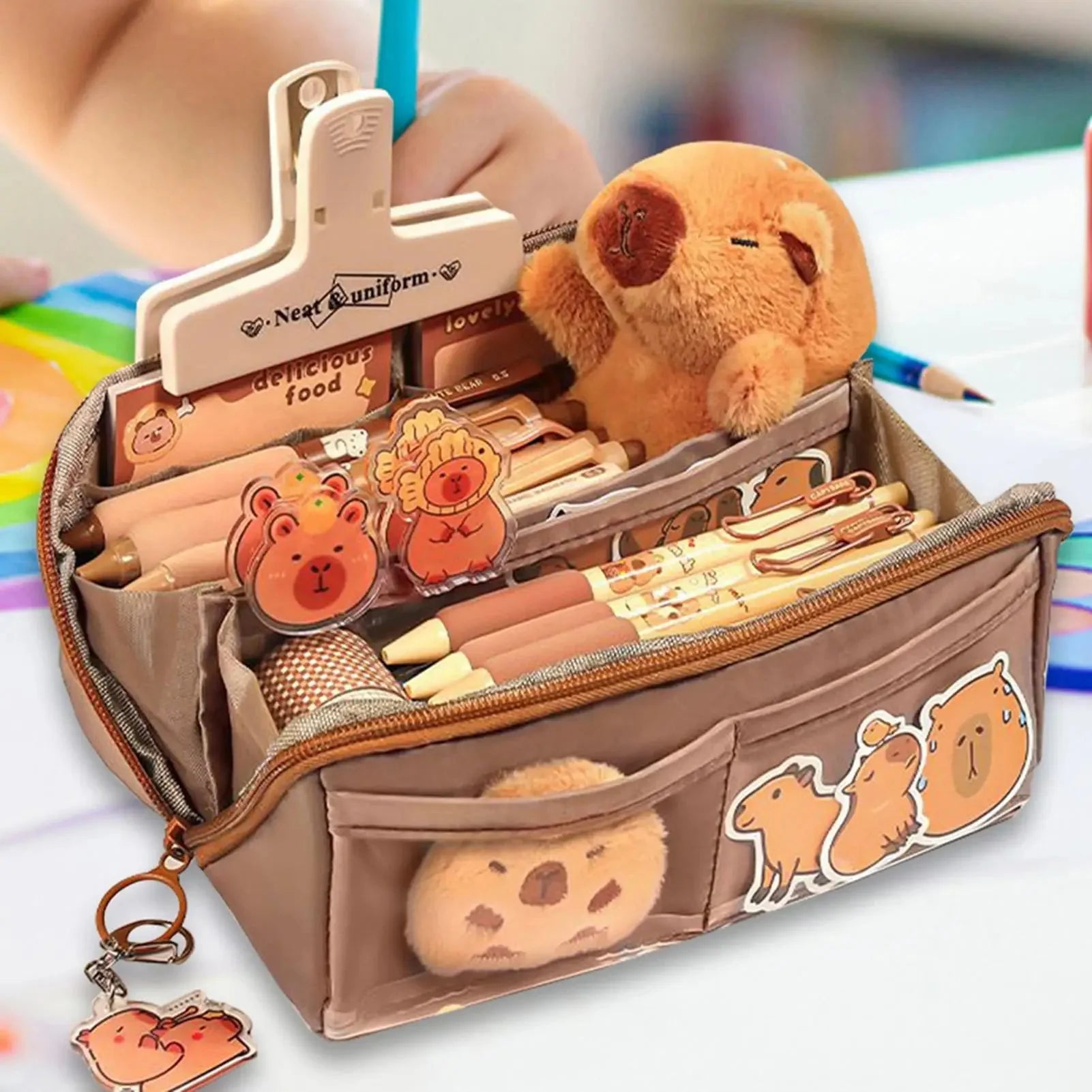 Capybara Multi-Layer Pencil Case | Large Capacity Waterproof Storage Pouch