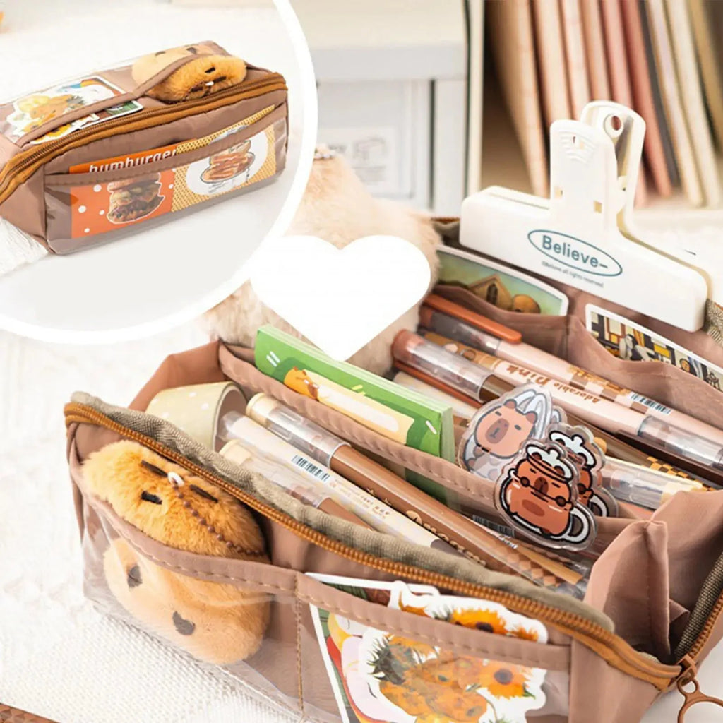 Capybara Multi-Layer Pencil Case | Large Capacity Waterproof Storage Pouch