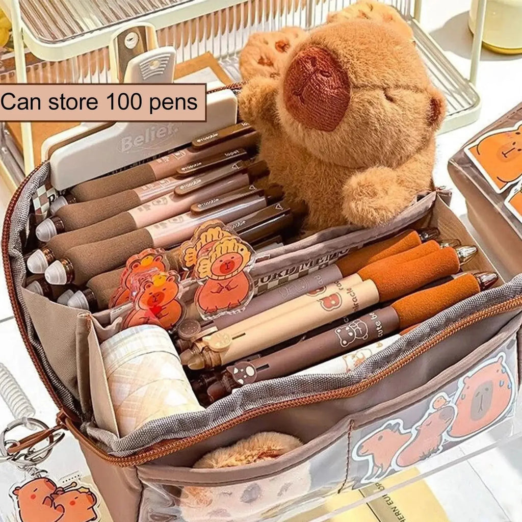 Capybara Multi-Layer Pencil Case | Large Capacity Waterproof Storage Pouch