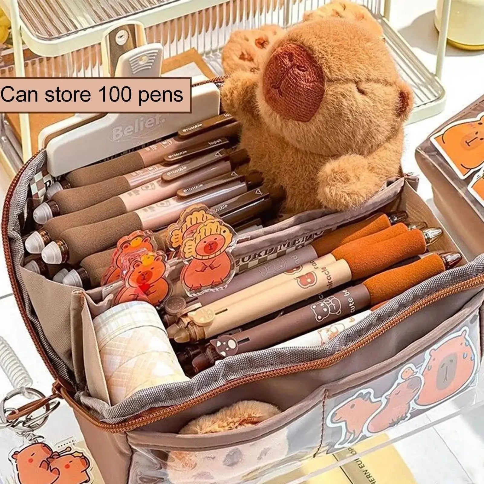 Capybara Multi-Layer Pencil Case | Large Capacity Waterproof Storage Pouch