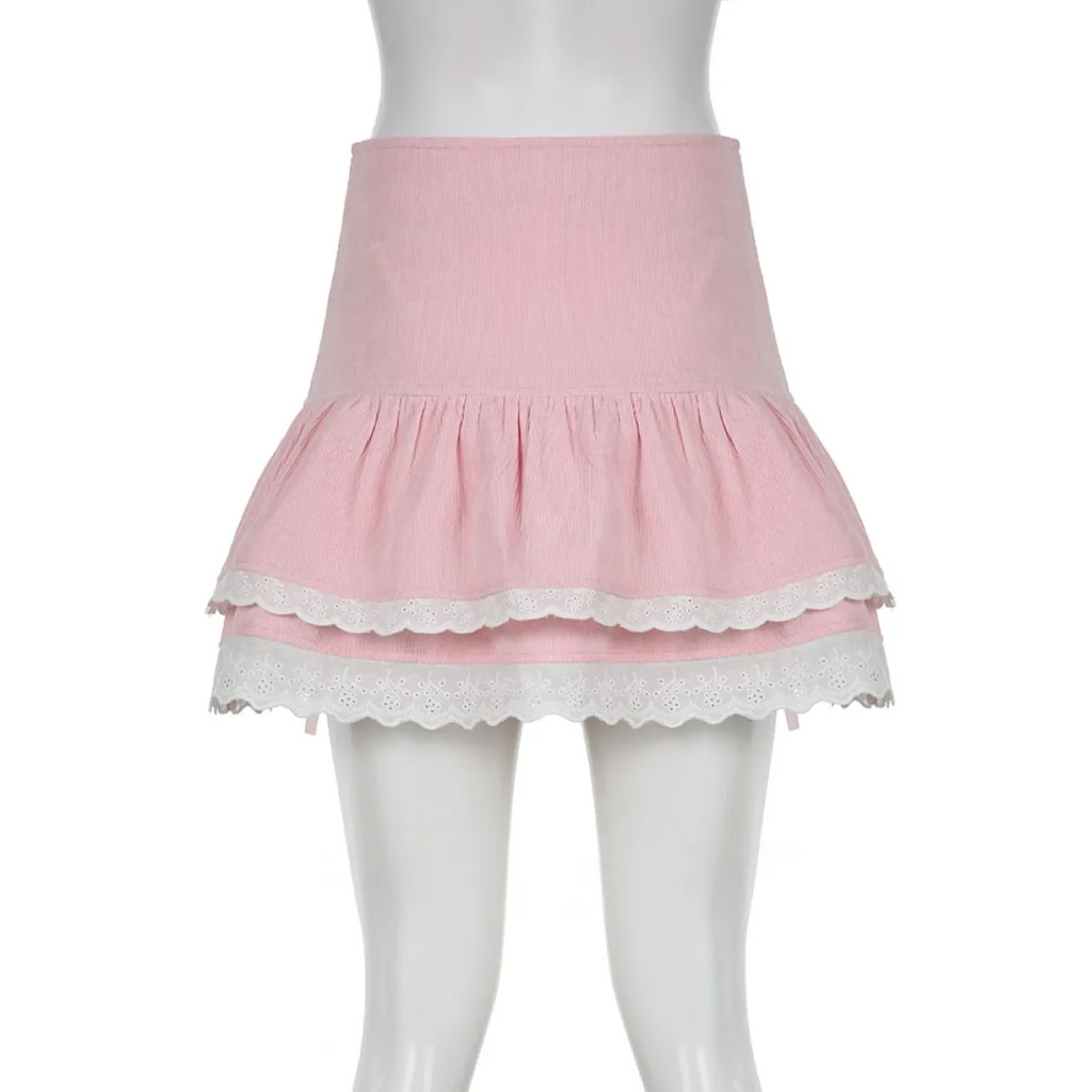Pink Skirt With Cascading Ruffles