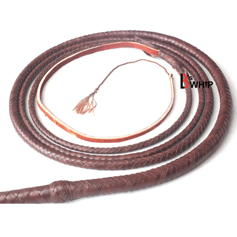 Dark Brown Kangaroo Leather Bullwhip – 6 ft, 8 ft, 10 ft, 12 ft, 14 ft & 16 ft (Indiana Jones Style)