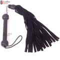 Real Cowhide Suede Leather Black Nunchaku Flogger 25 Falls and Swivel Handle | Handcrafted BDSM Impact Whip