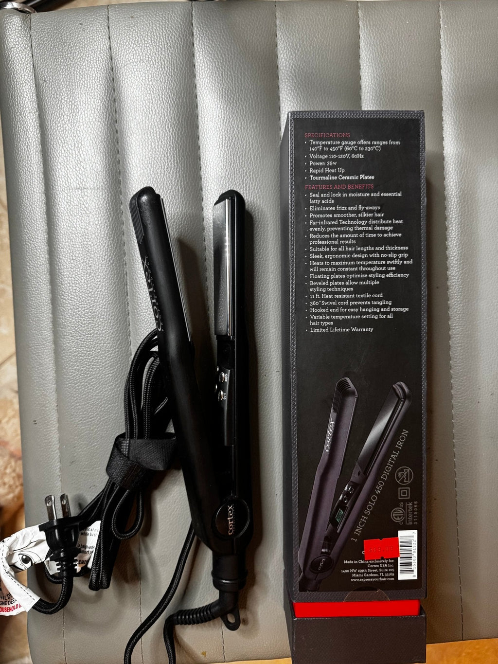 Cortex Solo Digital Analog Ceramic Flat Iron, Black, 1 Inch, 24 Ounce