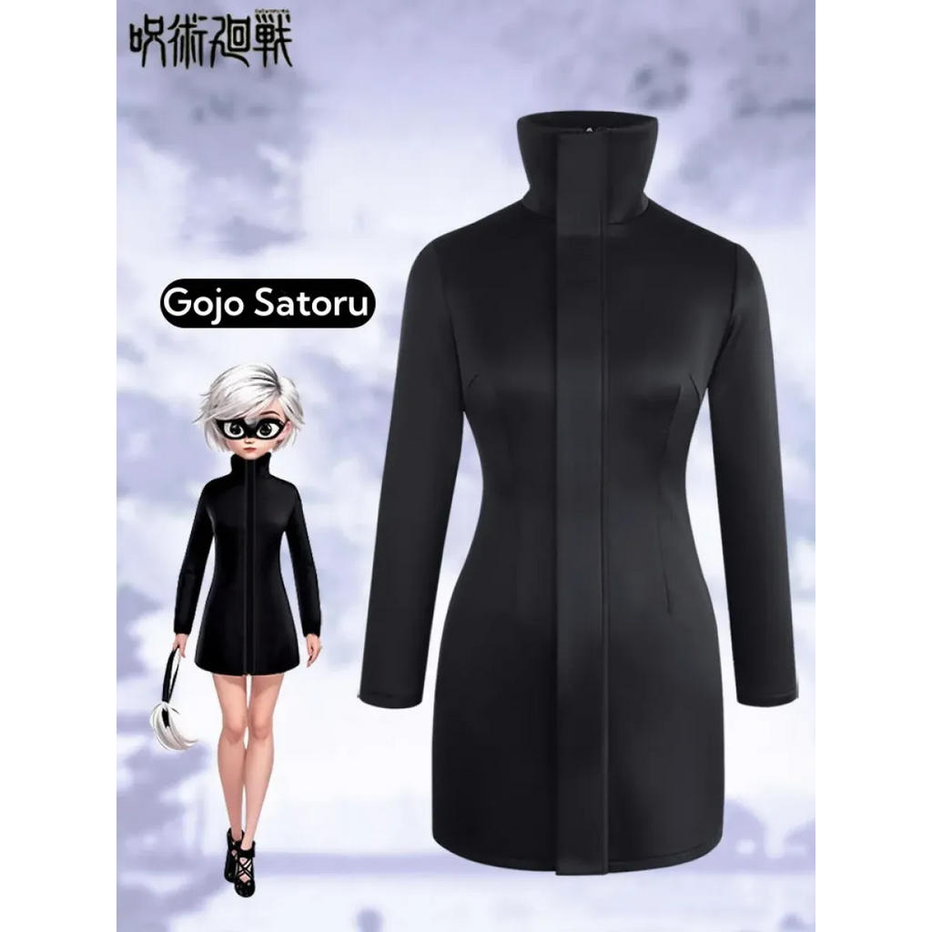 Gojo-Inspired Bodycon Cosplay Dress – Stretch Fit with Glasses Set