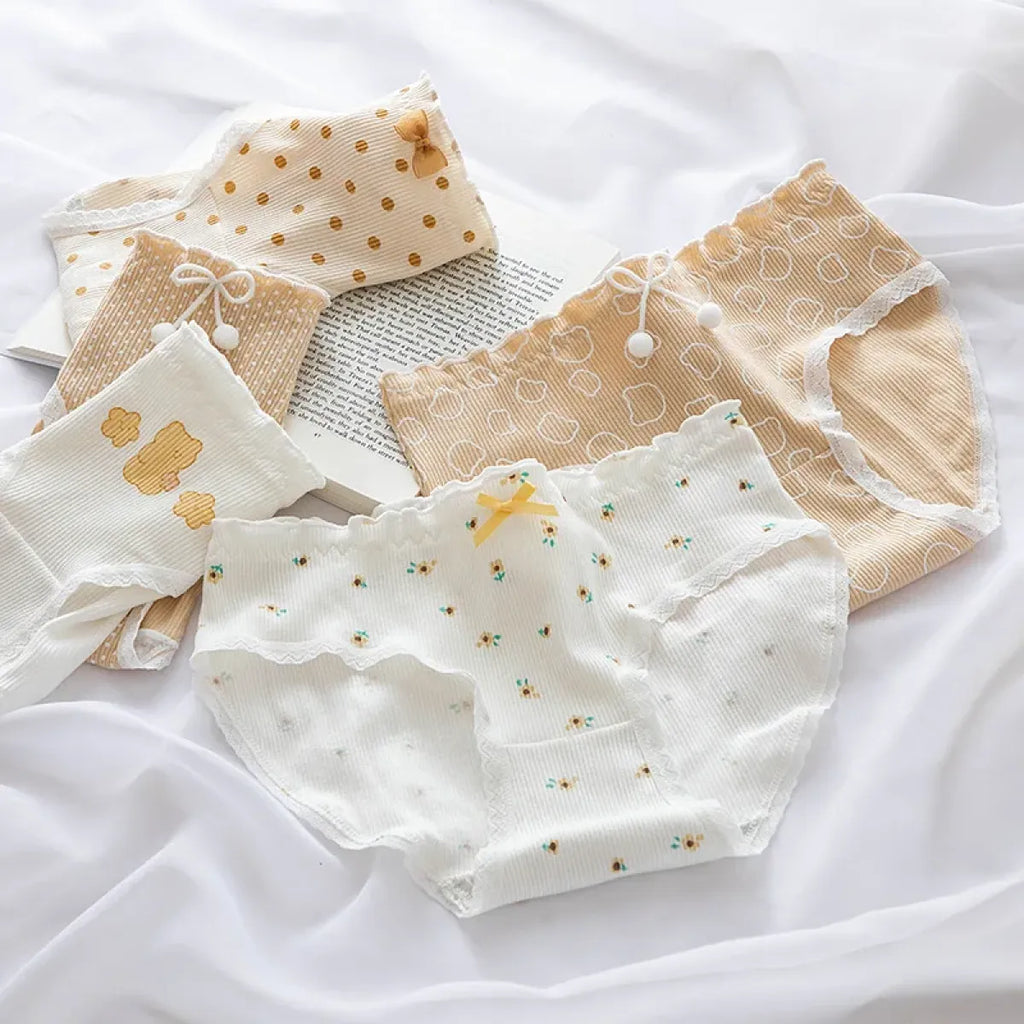 5-Pack Cotton Panties for Women - Plus Size Cute Soft Briefs Sexy Lingerie