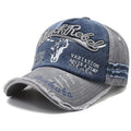 Cow Head Letter Embroidery Vintage Baseball Cap | Unisex Adjustable Washed Cotton Hat