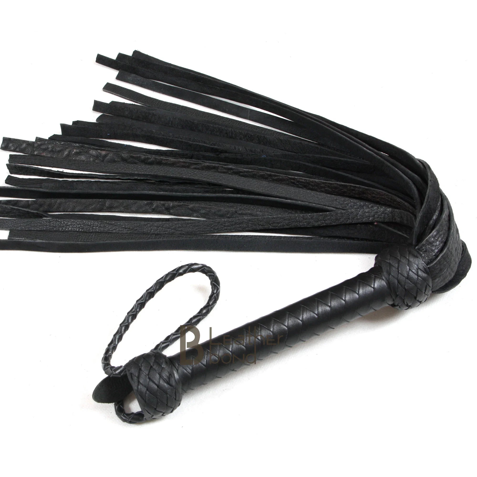 Black Leather Flogger 25 Falls Heavy Duty Thuddy BDSM Whip | Handcrafted Impact Flogger