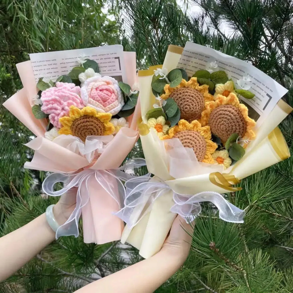 Crochet Rose Bouquet – Handmade Knit Flowers for Valentine's Day