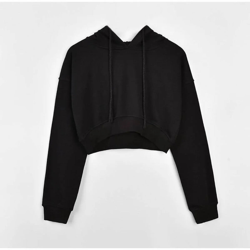 Solid Color Cropped Hoodie